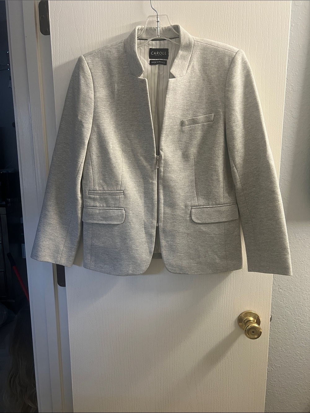 Caroll Light Gray Structured Collar Blazer